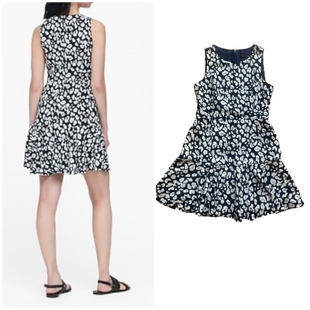 Banana Republic Leopard Flounce-Hem Dress – Size 4 Petite